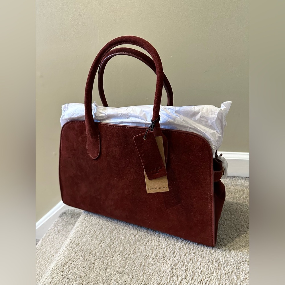 Margot New York Deep Red Wine Merlot Burgundy Suede Bag